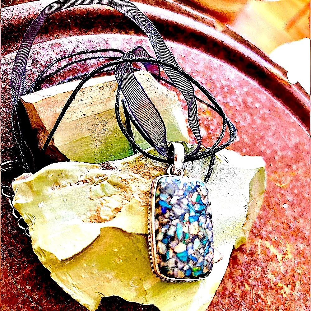 Artisan Handcrafted Sterling Silver925 Spiny Oyster Pendant 1.5”on Silk Ribbon